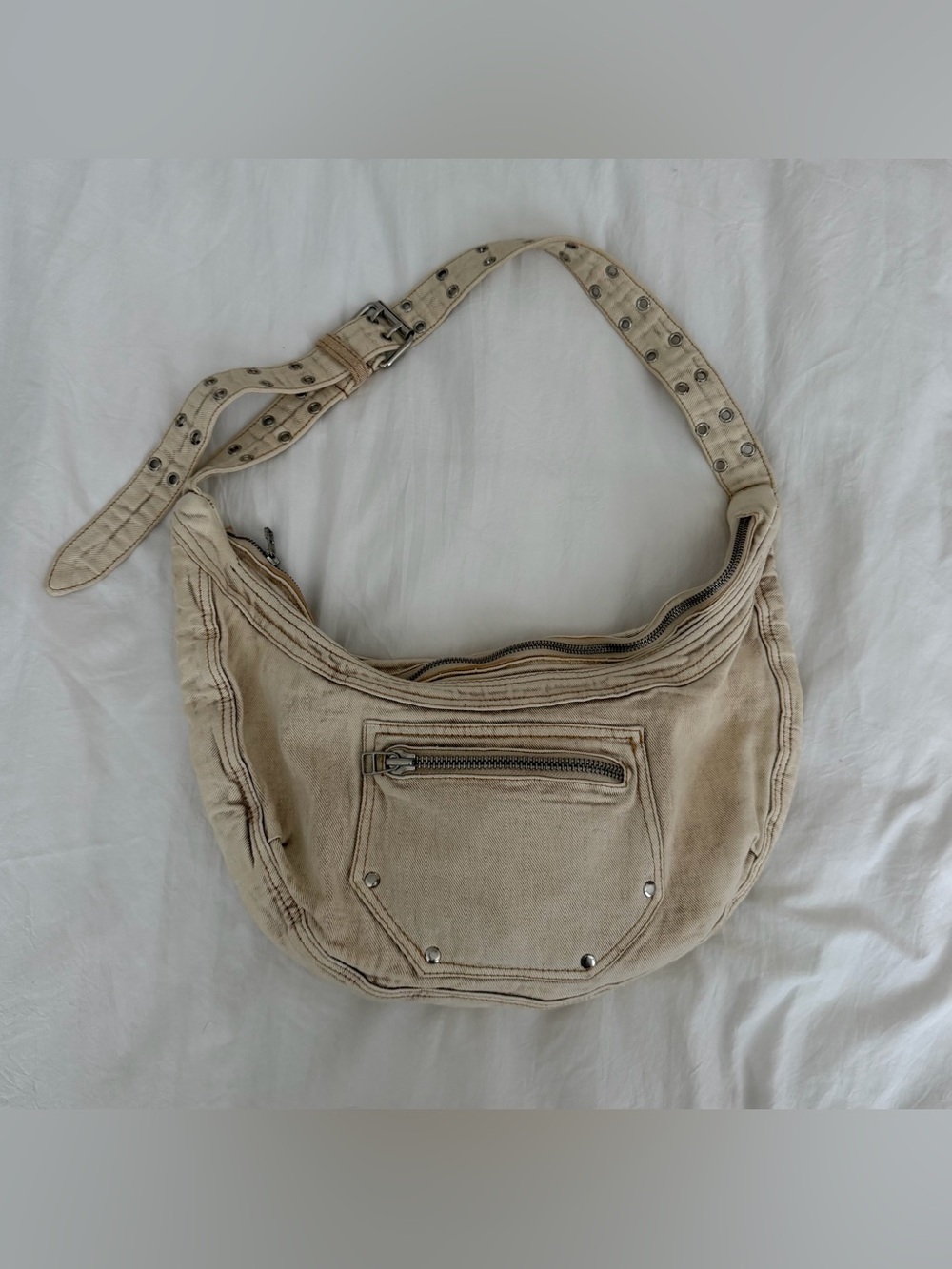 urban outfitters 100% cotton studded crescent purse